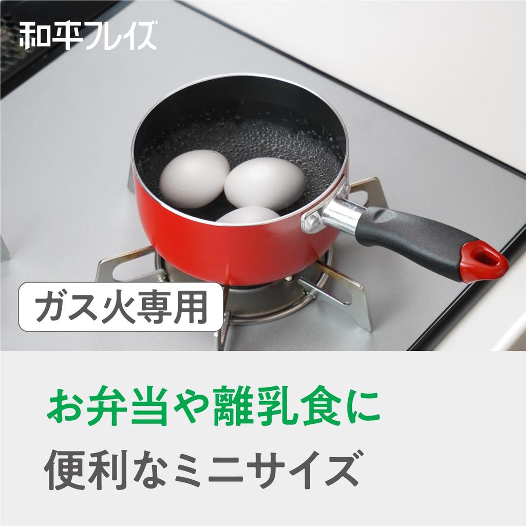 Wahei Freiz Mini Milk Pan 14cm with Glass Lid, Red, Fluororesin Coating, PFOA-Free, Gas Stove Only, RB-2907