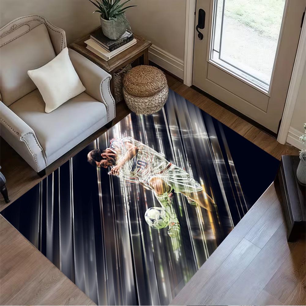 Soccer Player Action Area Rug Perfect for Balcony Hallway Playrooms Dining Room Antislip Carpet Office home decor Spiritual Gift