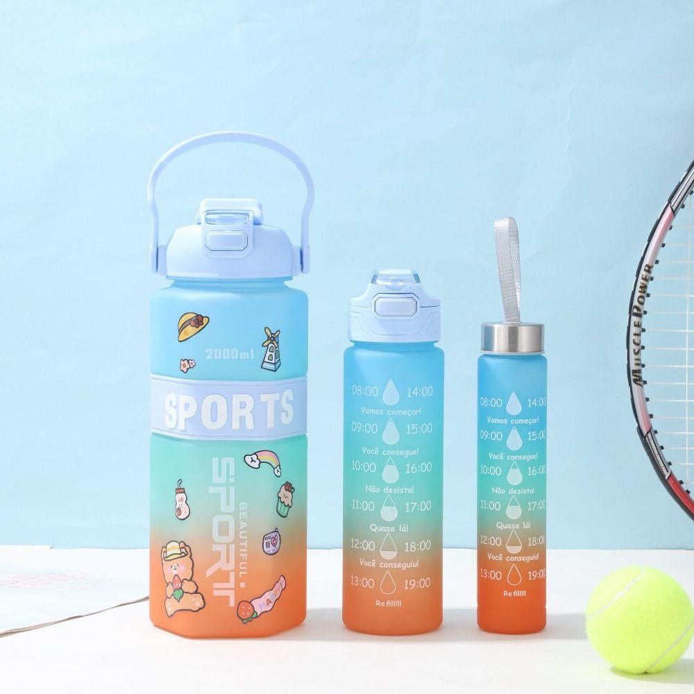 

Three Piece Set Sports Water Bottle Set Hexagon Fitness Sports Kettle Fitness Color 1