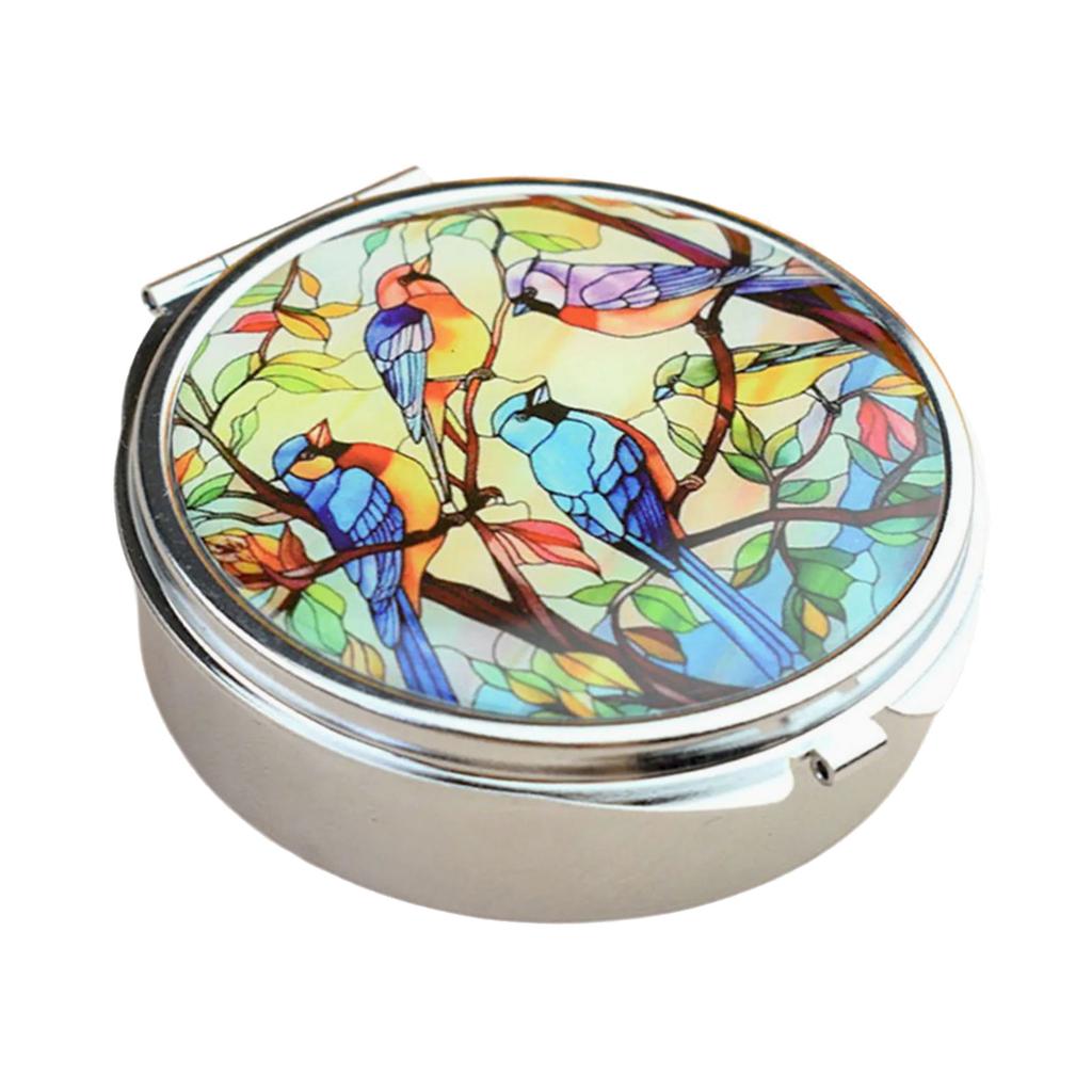 Portable Metal Jewelry Organiser With Mirror And Secure Closure For Travel Medicine Storage Container with Compartment