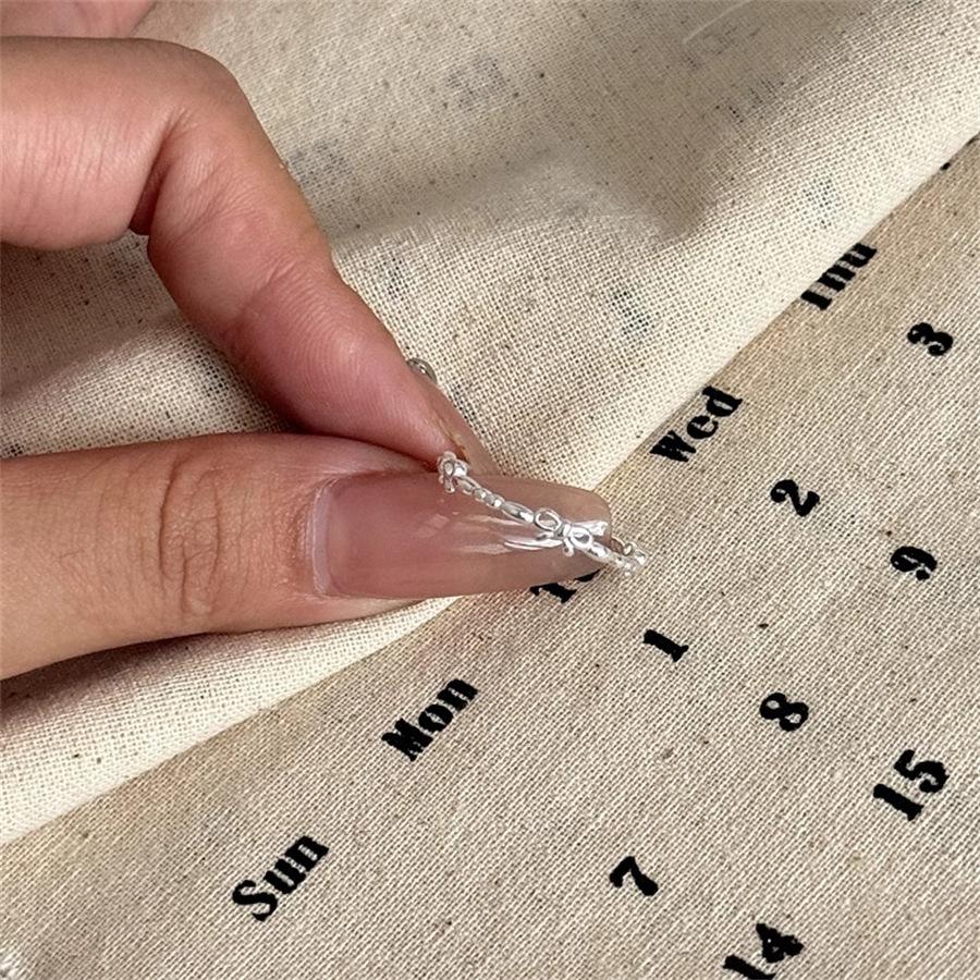 Japan and Korea Small Fresh Flower Ring's Sterling Silver Bow Plain Ring Index Finger Ring Simple Open Ring