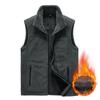 Große Größe Reguläre Weste Herren Outdoor Freizeit Fleece Polarfleece Oberteil Locker Mittelgrüne Weste Sportweste