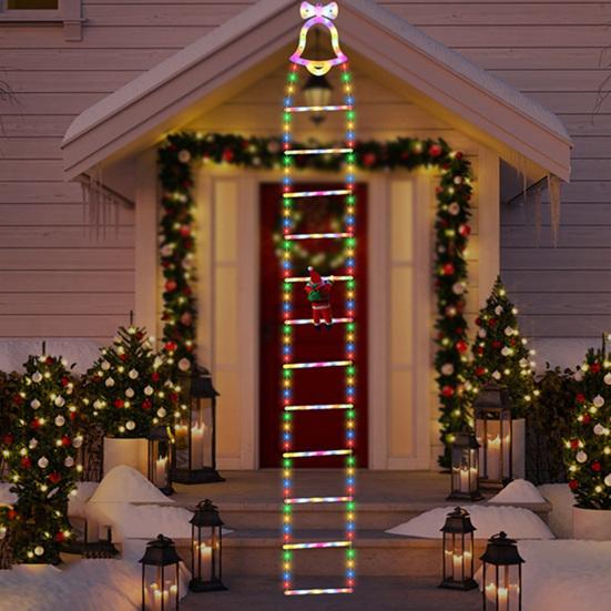 LED Christmas String Lights Santa Claus Decorative Ladder Lights 8 Modes Timer Memory Function Xmas Outdoor Indoor Decorations Waterproof Fairy Lights