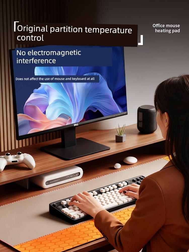 Tastatură mouse încălzită cu încălzire specifică pe zone, Covoraș cald pentru birou, Pad de încălzire electrică pentru iarnă, Stație de lucru pentru computer extra-mare