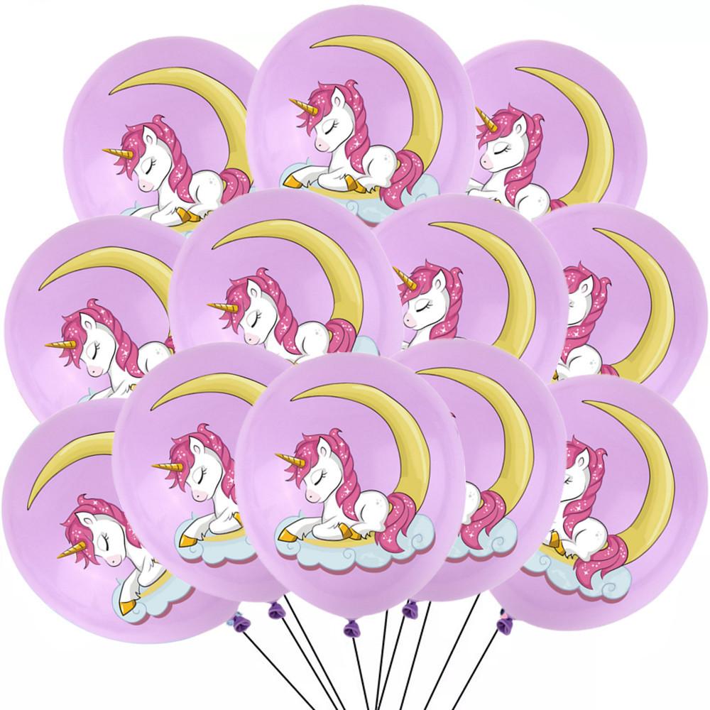 Rainbow Unicorn Latex Balloons for Kids, Birthday Party Decorations, Baby Shower, Party Toys, 12 ", 12Pcs