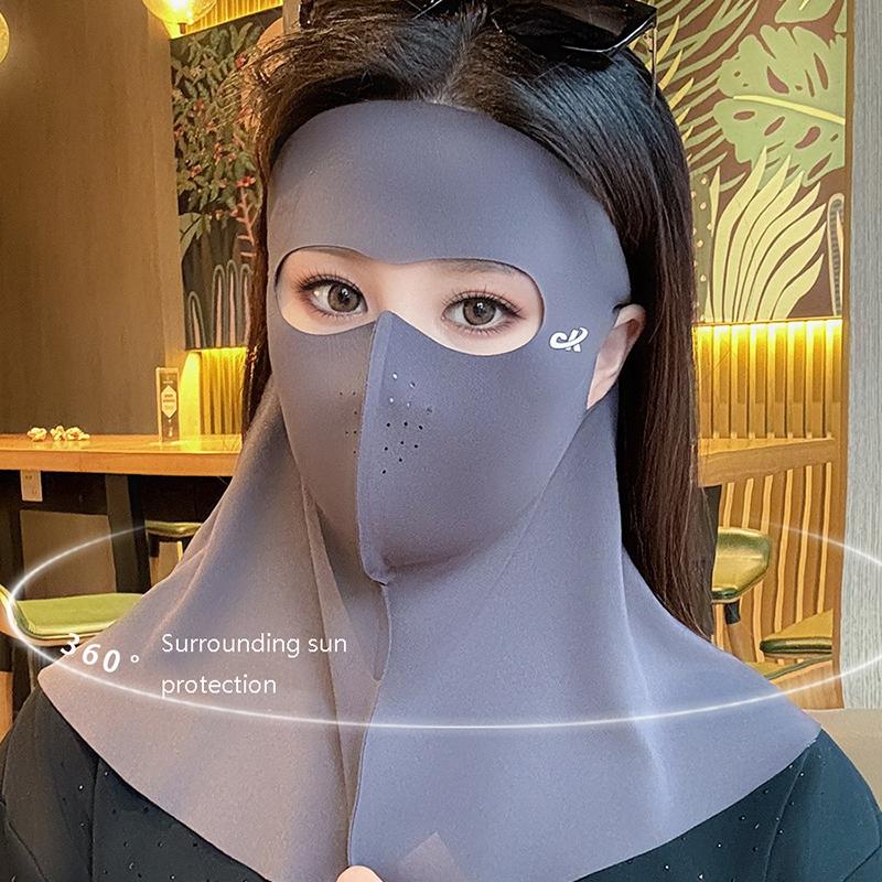 Ice Silk Sun Protection Mask Anti-Uv Neck Scarf Neck Protection Dustproof Sunshade Face Mask Summer