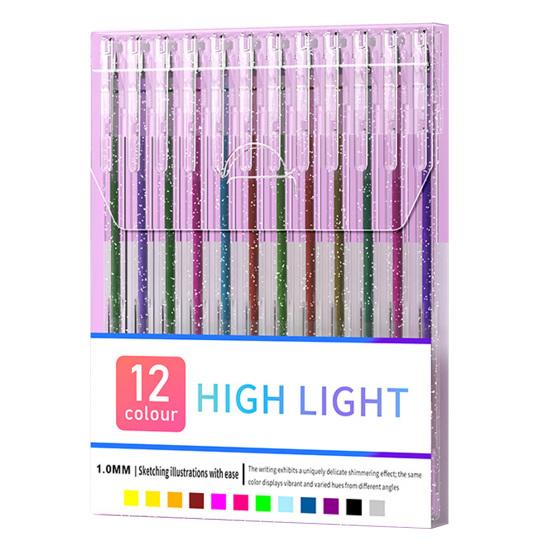 Glitter Gel Pen Set Smooth Writing Colored Drawing Pens Portable Journaling Crafting Doodling Glitter Pens for Adults School Supplies