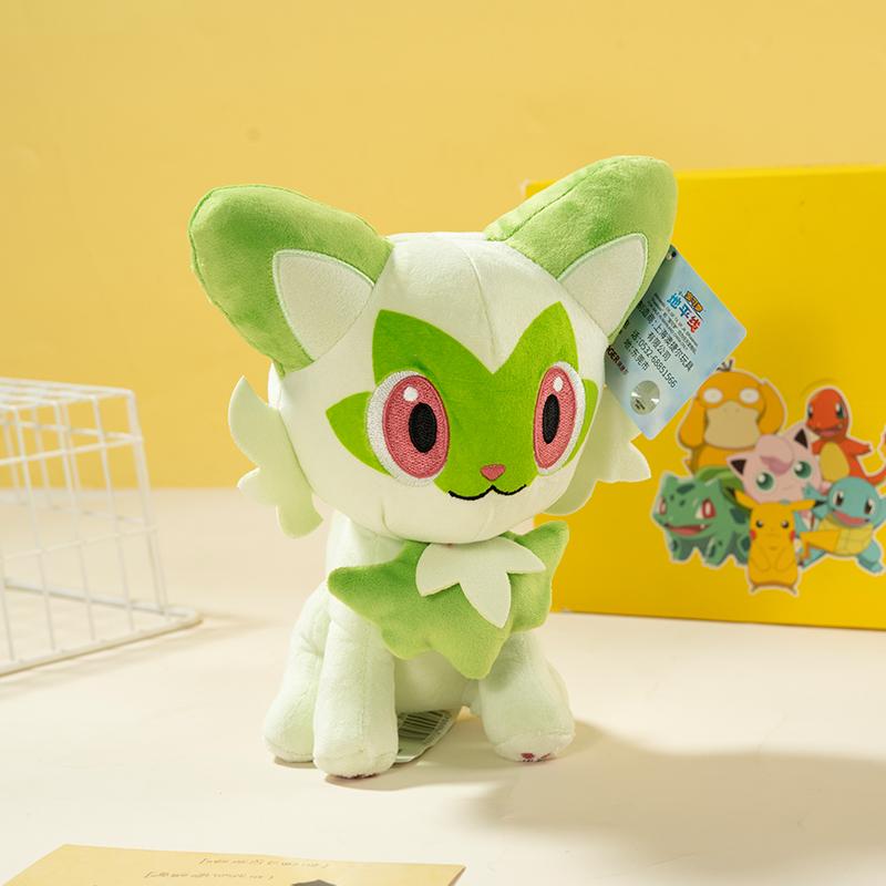 Kawaii Cartoon Sprigatito Grass Type Cat Plush Toy Soft Stuffed Animal Anime Doll Birthday Xmas Gift for Kids Girls Fans