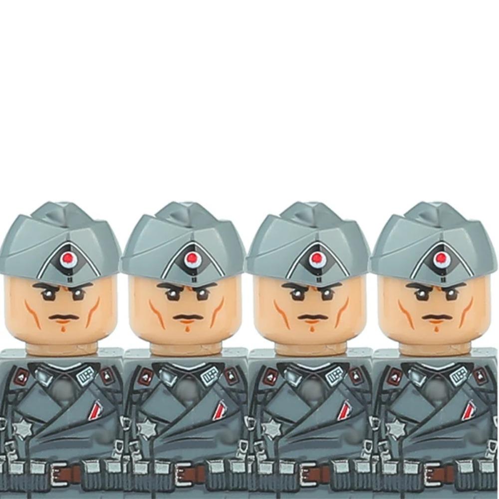 Andra världskriget Militära Tyska Soldater Figurer Hjälm Byggklossar Armé Infanteri Krigare Skytt Pansar Kanon Väst Vapen Klossar Leksaker