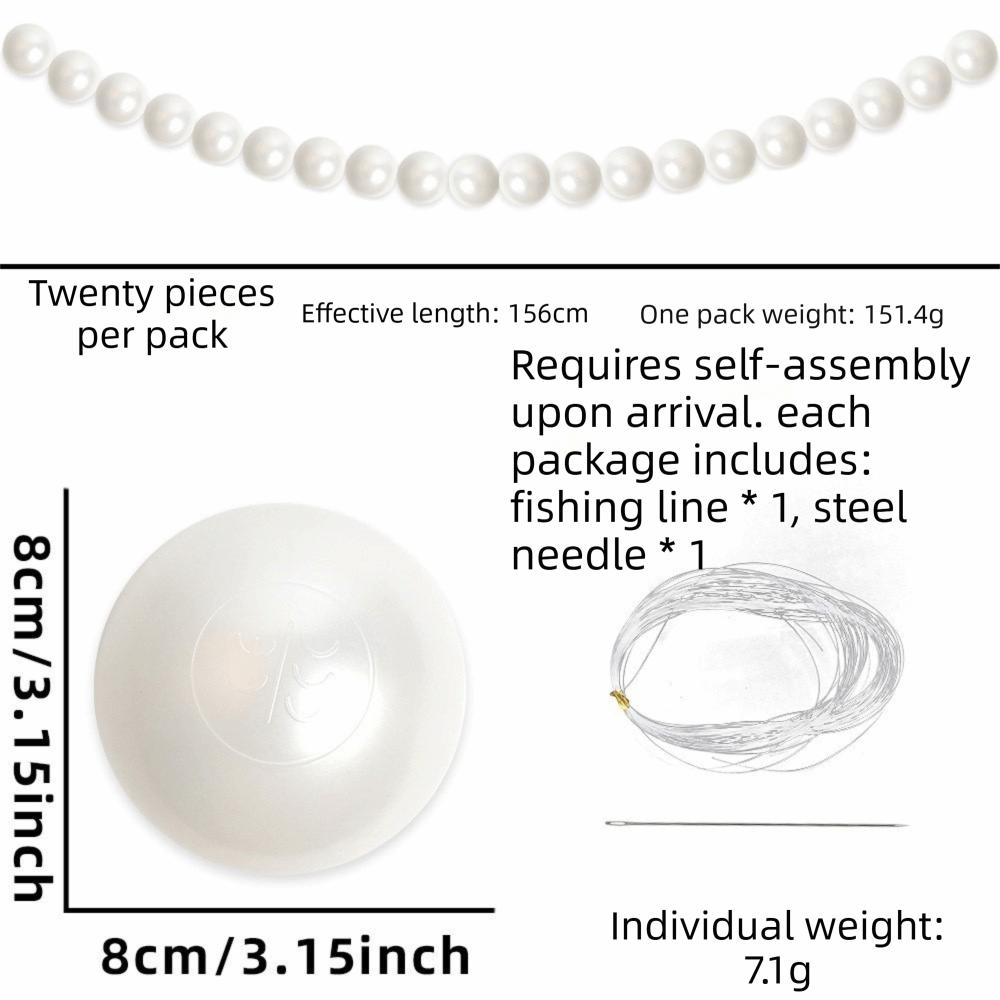 10/12/15/20pcs Plastic Beaded Garland Heart-shaped Stars White Ball Pendant Wall Decor