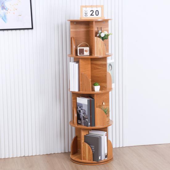 Spinning Bookshelf 360 Rotation Display 4 Tier Floor Standing Bookcase Small Corner Bookcase for Small Space Kids Room Book Storage Organizer
