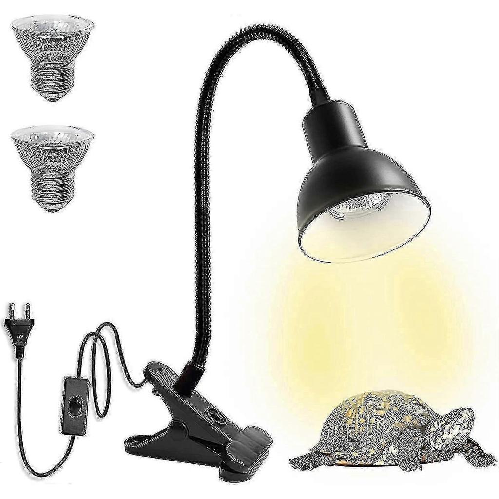 Basking lamp for turtle aquarium with 2 bulbs and rotating clip