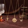 Gold Butterfly Round Photo Pendant Necklace: Electroplated Titanium Steel, Openable, Simple European & American Style with Flying Bird Design.