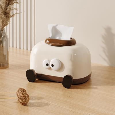 Kawaii Plastic Cartoon Tissue Box Decorative Large Capacity Napkin Holder With Spring Tissue Dispenser Living Room Decoration