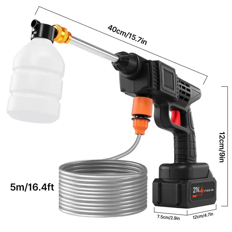 300w Cordless Stainless Steel High Pressure Power Car Wash Handheld Car Wash Gun, Foam Gun Cleaning Tool, Cordless Rechargeable Design for Car Washing