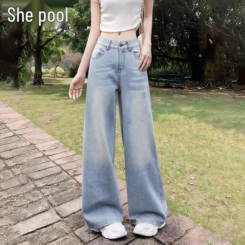 Women s Washed Straight-Leg Jeans S