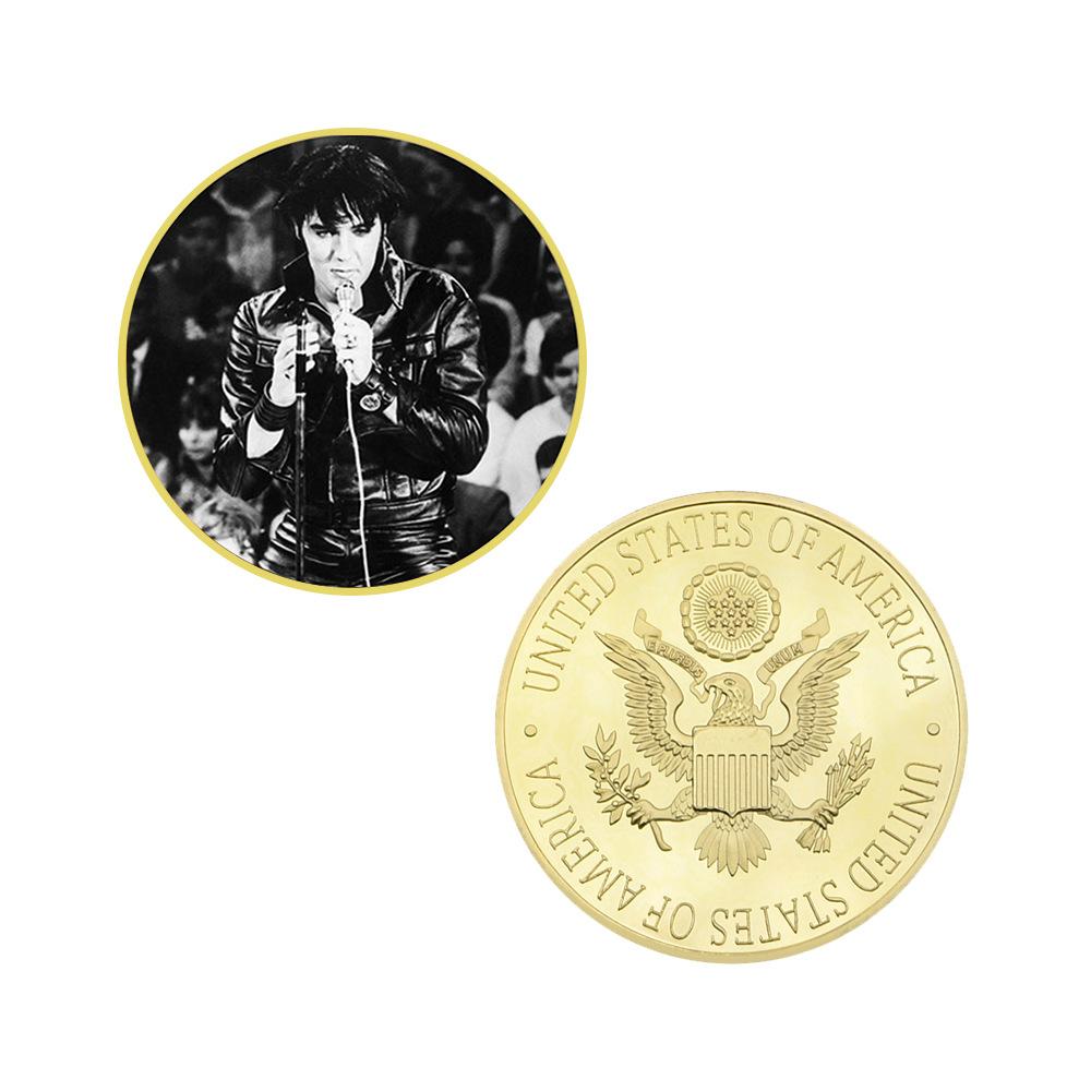 

Elvis Presley, American rock superstar, pop singer, gold-plated/silver badges, commemorative coins, collectible gifts