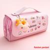 Double Layer Heart Canvas Pencil Case for Primary School Students