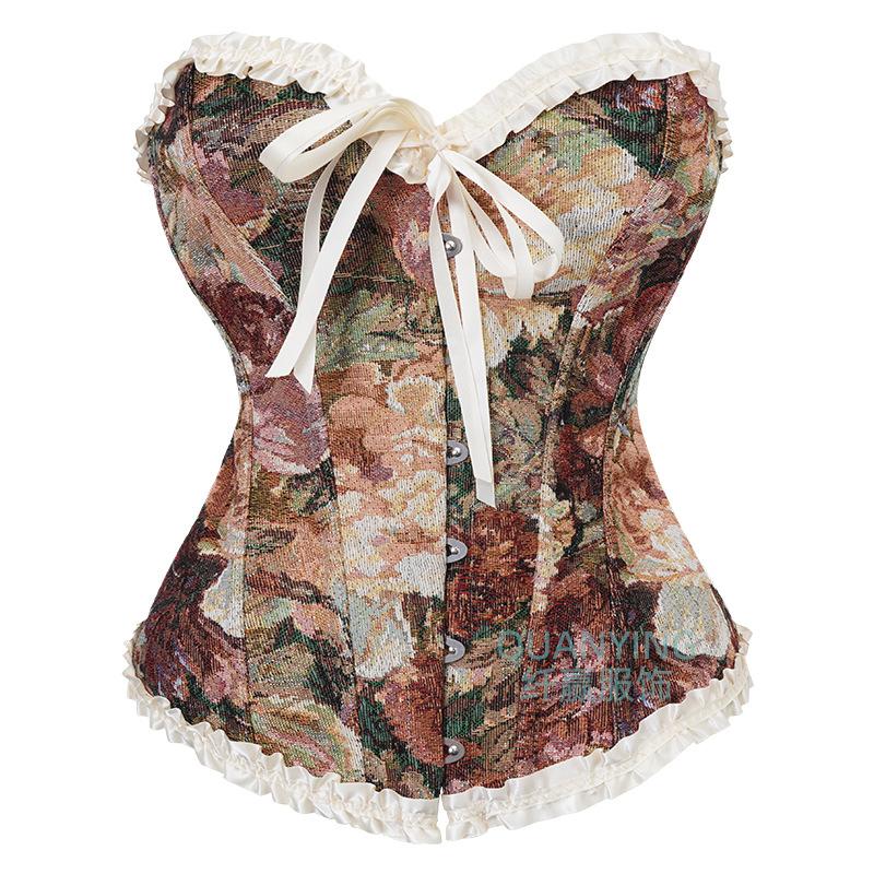 Women S Apricot Red Strapless Boned Corset With Bow Lace Up Steel Buckle Body Shaper