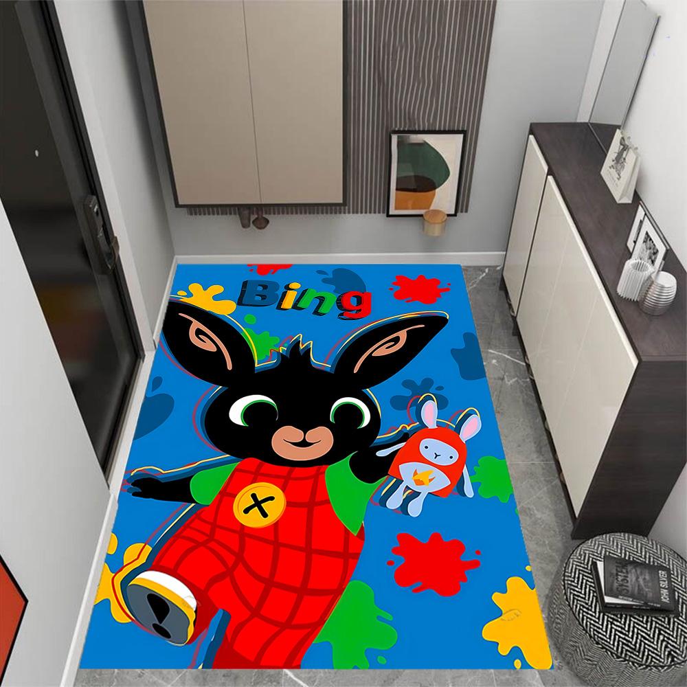 Bing Bunny Colorful Adventure Themed Anti-Slip Rugs - Polyester Home Decor, Suitable for Bedrooms, Living Rooms, Doorways, Studios, and Decorations