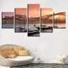 5 Panels Bootschiff Bilder Leinwandmalerei Meereslandschaft Poster und Drucke Wandkunst für Wohnzimmer Heimdekoration Ohne Rahmen