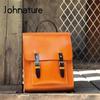 Vintage Backpack Unisex Handmade High Quality Women Bag Natural Real Cowhide Backpacks Solid Color Schoolbag