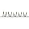 Screwdriver Sockets - 3/8'' - TORX - On Rail - Matt CHROME - 10 Pcs KS TOOLS