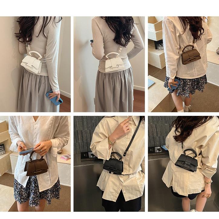 Fashion Mini Top Handle Bag for Women PU Leather Crossbody Bag Elegant Flap Shoulder Purse Small Messenger Handbag with Adjustable Strap