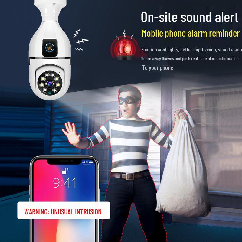 Tuya WiFi Smart Dual-Lens Nachtsicht E27 Glühbirnenkamera