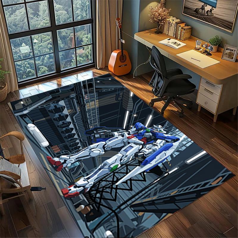 Gamer Room Gundam Rug Non Slip Washable Large Area Carpet Bedroom Floor Mat