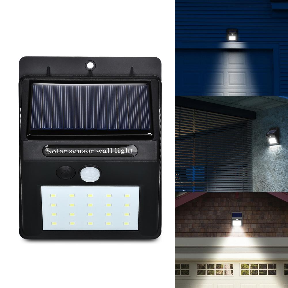 Premium 2PCS 20 LEDs Solar Motion Sensor Wall Light IP65 Waterproof For Outdoors Garden Emergency Patio Yard Garage Lamp