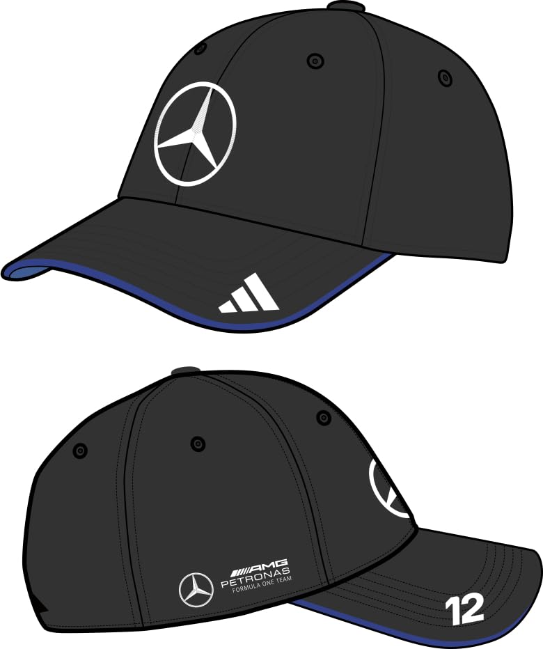 Adidas Mercedes AMG Petronas Formula One Team Kimi Antonelli Cap, V6447, Black (JZ6712), Unisex, Size 60-63cm