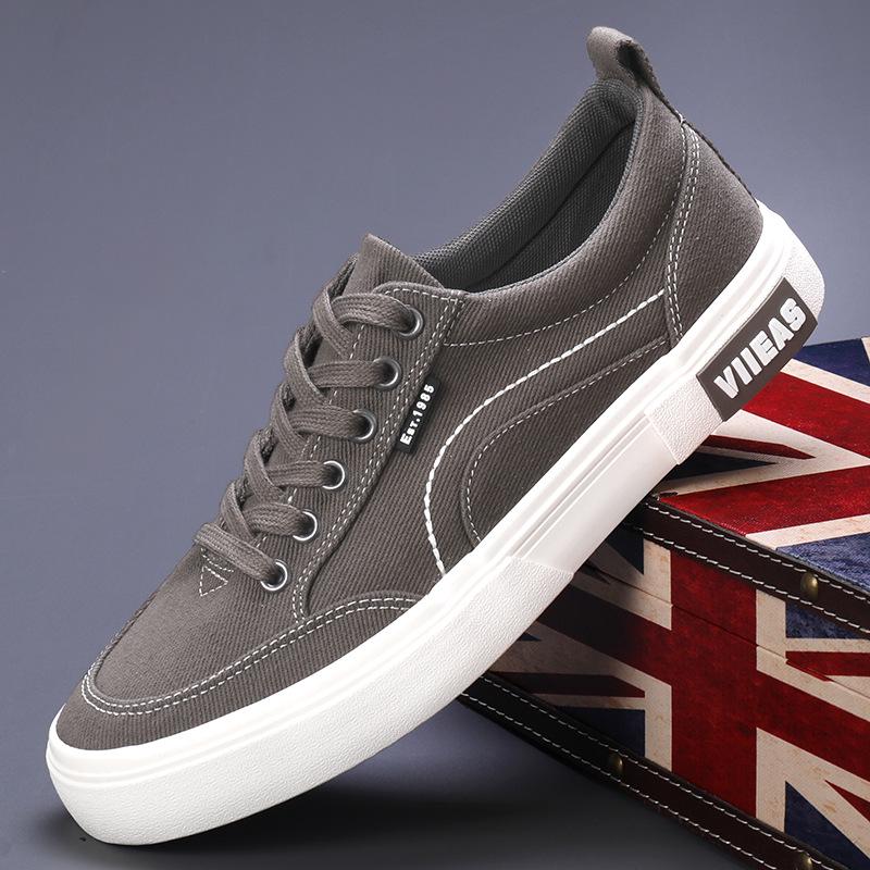 Spring Men's Korean-Style Canvas Lace-up Sneakers - Trendy, Breathable, Casual Low-top Board Shoes