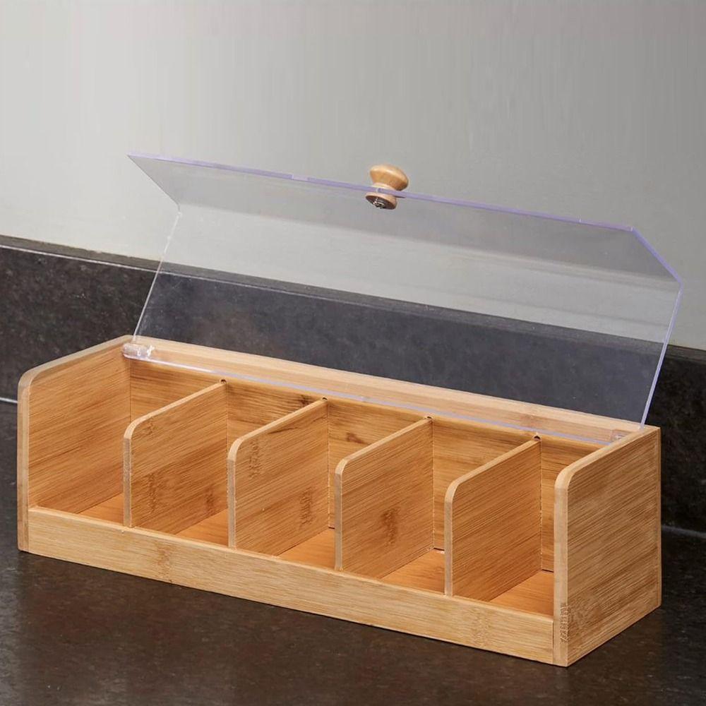 5 Slots Coffee Capsule Storage Box Bamboo Desktop Sundries Organizer Household