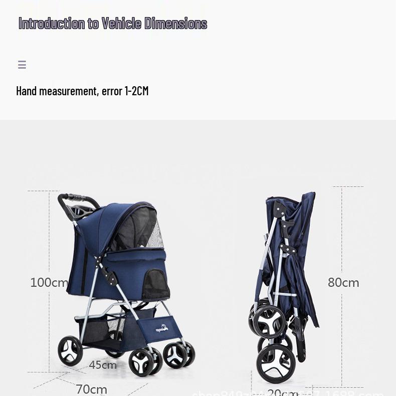 Foldable Lightweight Pet Stroller for Cats and Dogs - Four-Wheeled Design