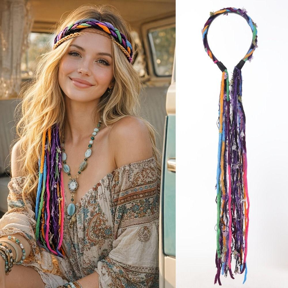 Elegante Kopfbedeckung Vintage Haarreif mit Anhänger Boho farbiges Seil Stirnband Tägliches Tragen