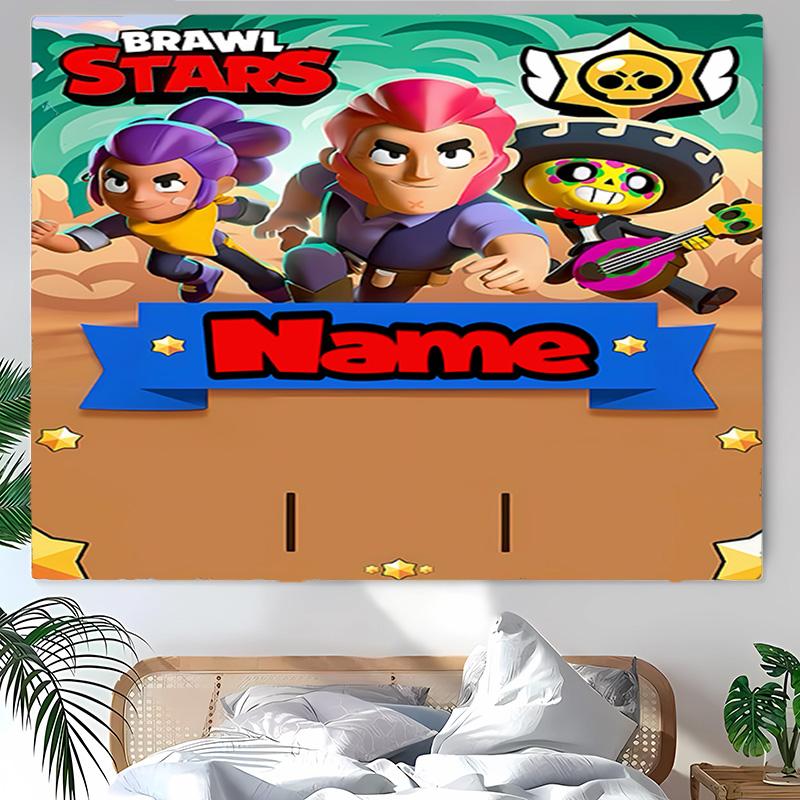 Personalized Brawl Stars Background Tapestry,Custom Name Birthday Party,Multifunctional Wall Decoration for Home Decor,Various Occasions