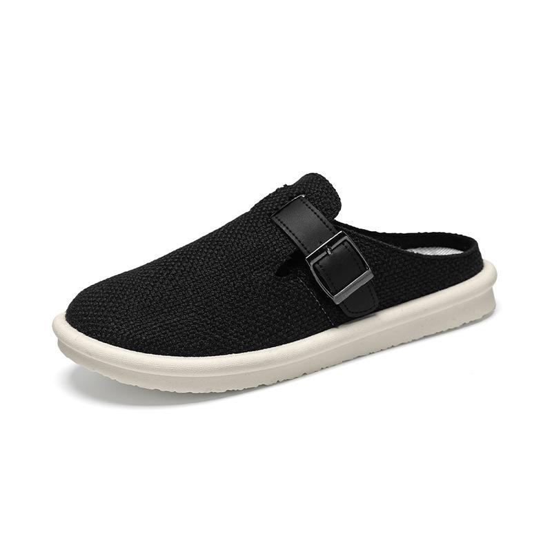 Fashion 2025 Men's Linen Covered-Toe Slides Summer Breathable Indoor Outdoor Slippers Plus Size Comfort Casual Office Commute Footwear