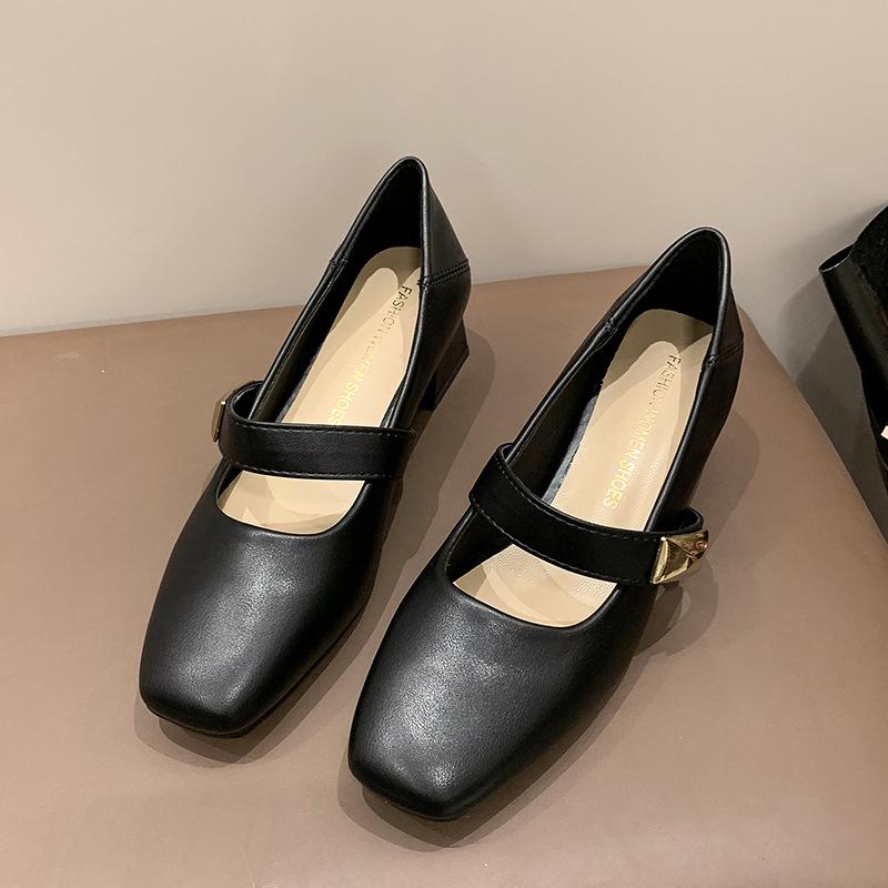 Gentle Single Shoes Women's Spring and Autumn New Temperament Mary Jane Shoes Thick Heel Medium Heel Women's Shoes