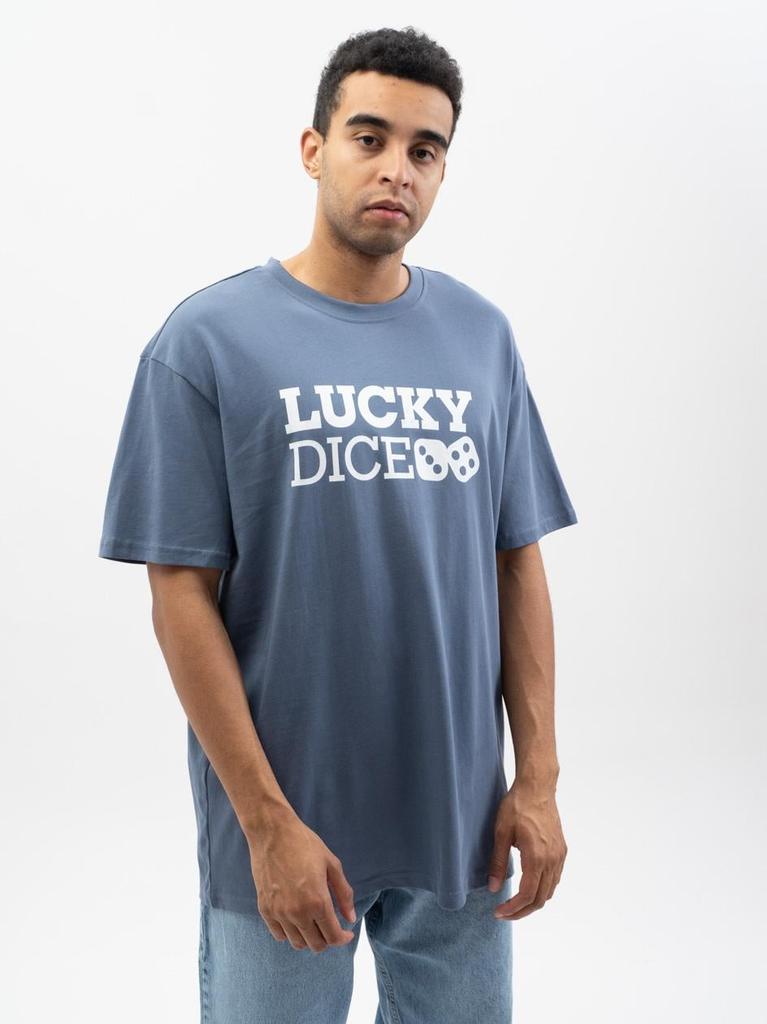 Lucky Dice LD Classic Men's Oversized Short Sleeve T-Shirt Dark Blue/White M