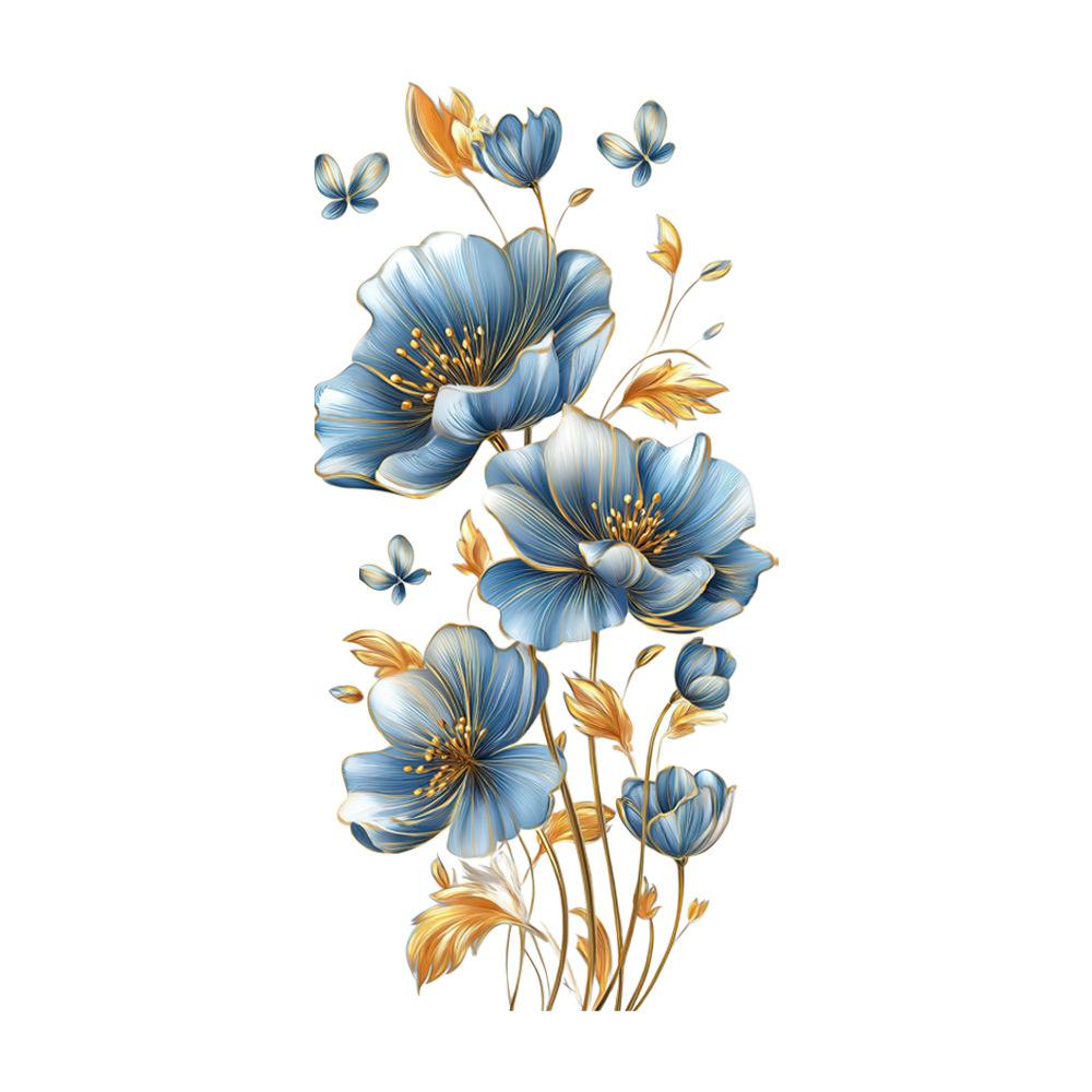

Blue Flower Wall Sticker Home Decor for Living Room Dining Room Sofa Background Rental Apartment Study 40x80cm