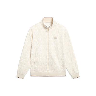 Li Ning Full Print Zip Collar Cardigan Sweatshirt Men Sweatshirts Swan-White AWDT419-4