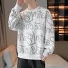 Men's Graffiti Hoodie, Plus Size, Round Neck, Long Sleeve, Spring/Autumn 2025 Trendy Teen Base Layer Top