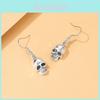 Vintage Silver Skull Earrings Stylish Alloy Simple Geometric Design For Women