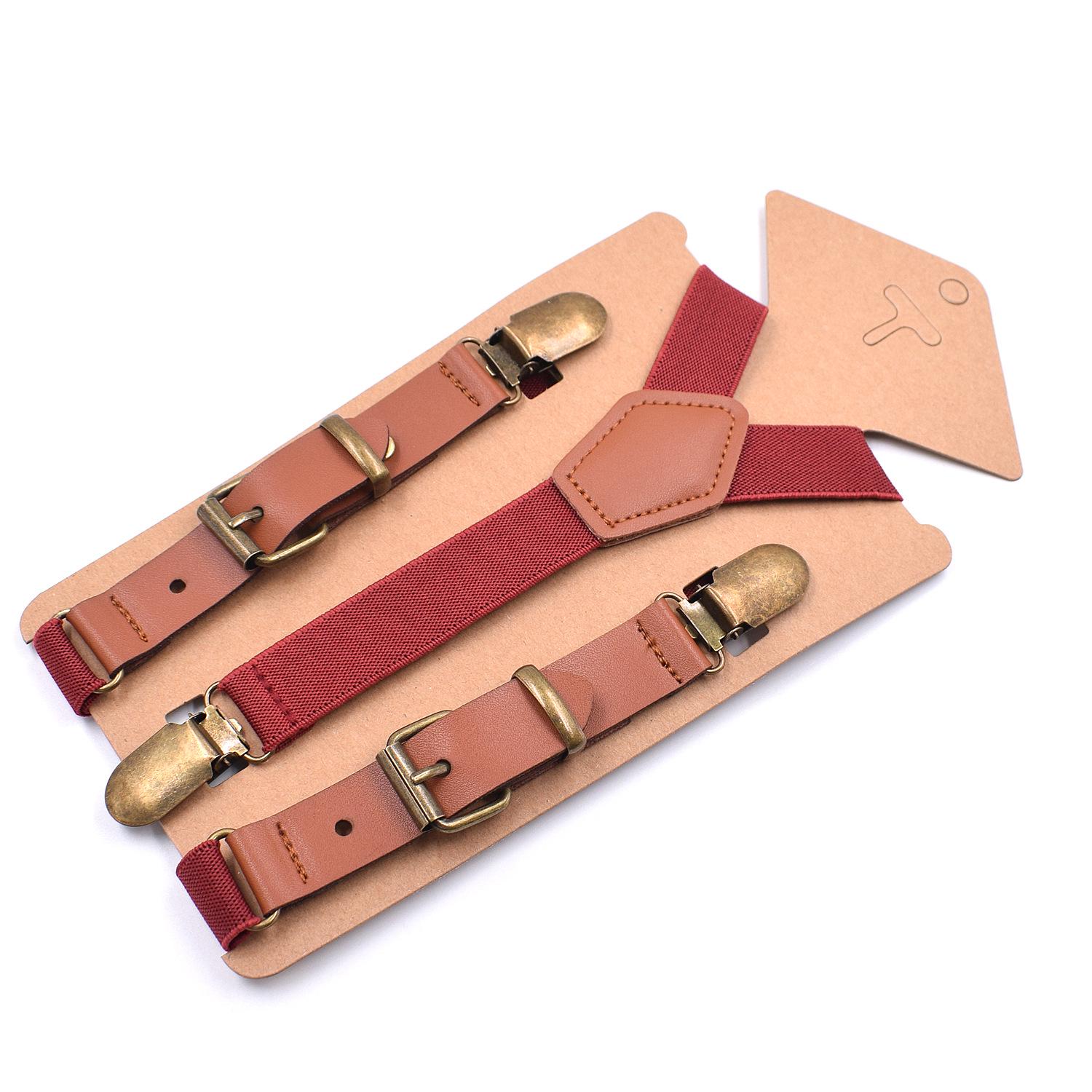 

PU Leather Children s Y-Back Suspenders with 3 Clips - Available in 10 Colors
