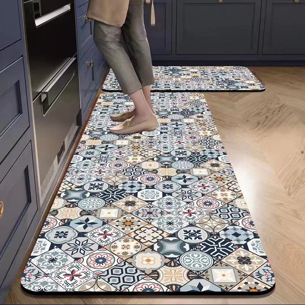American Retro Kitchen Mat, Soft and Non-slip Entrance Door Mat, Corridor and Laundry Room Carpet, Home Decoration