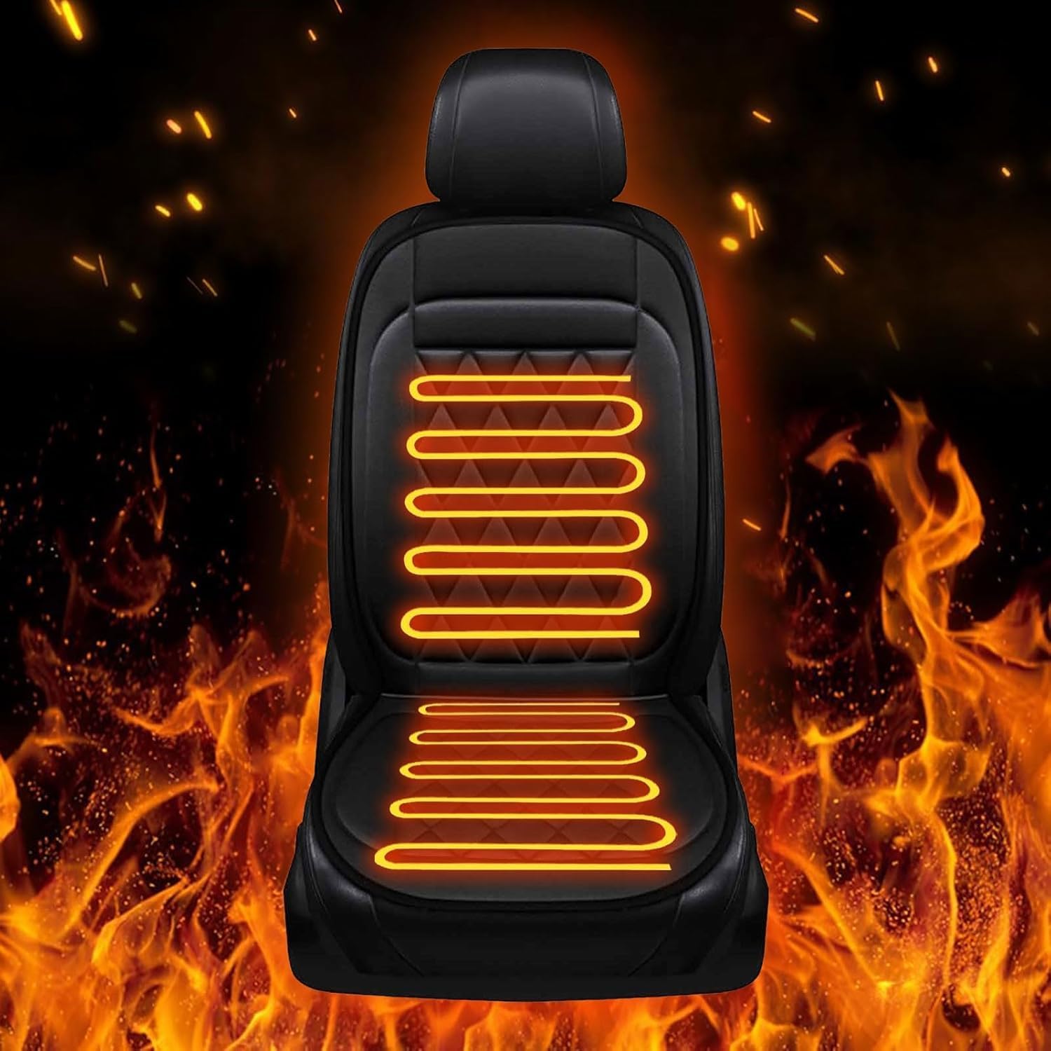 New Comfortable Leather Heated Seat Cushion,Heated Seat Cover Pad,Universal Soft Seat Chair Cushion with Full Back Support