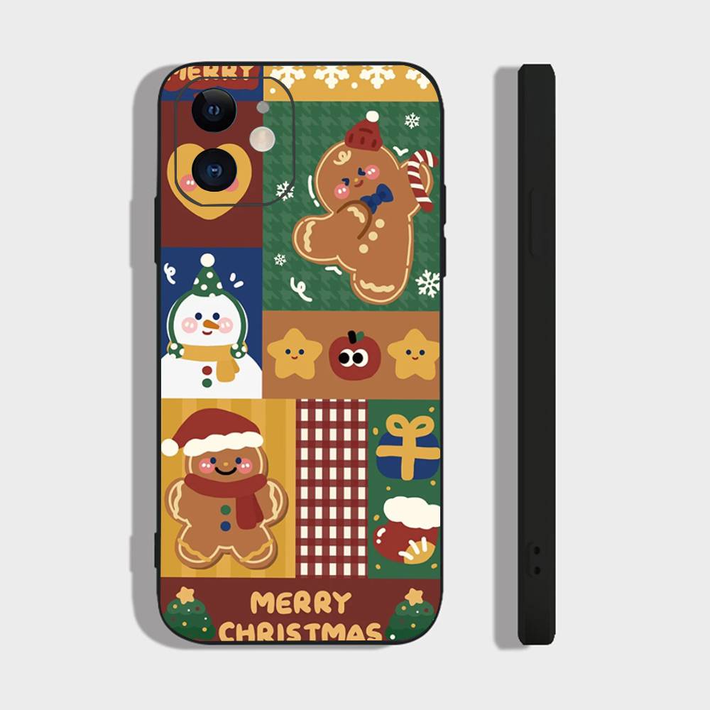 

G-Gingerbread Man Christmas Phone Case For IPhone 17 Air 16 15 14 13 Pro Max 11 12 Black Silicone Cover IPHONE 11PRO