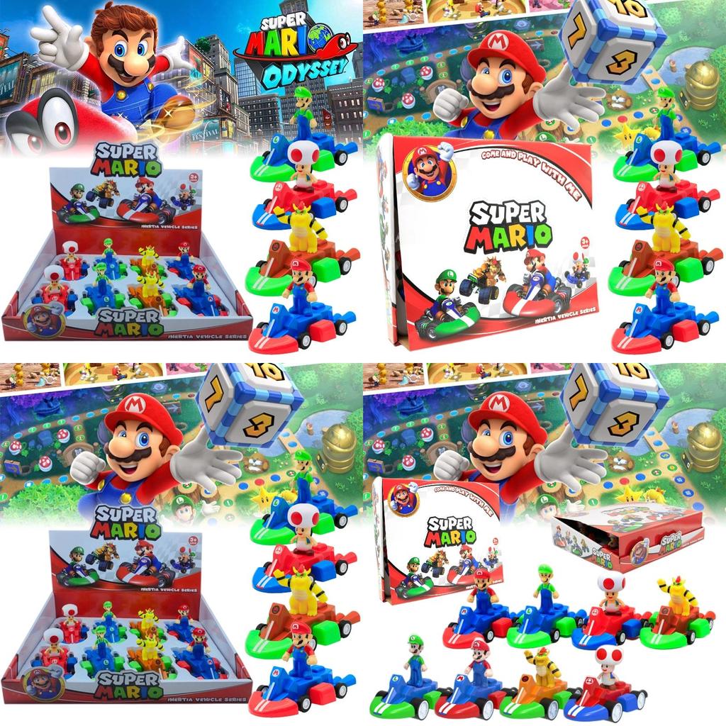 Super Mario Pull-back Kart Toy Model Display Box Interactive Racing Car For Kids
