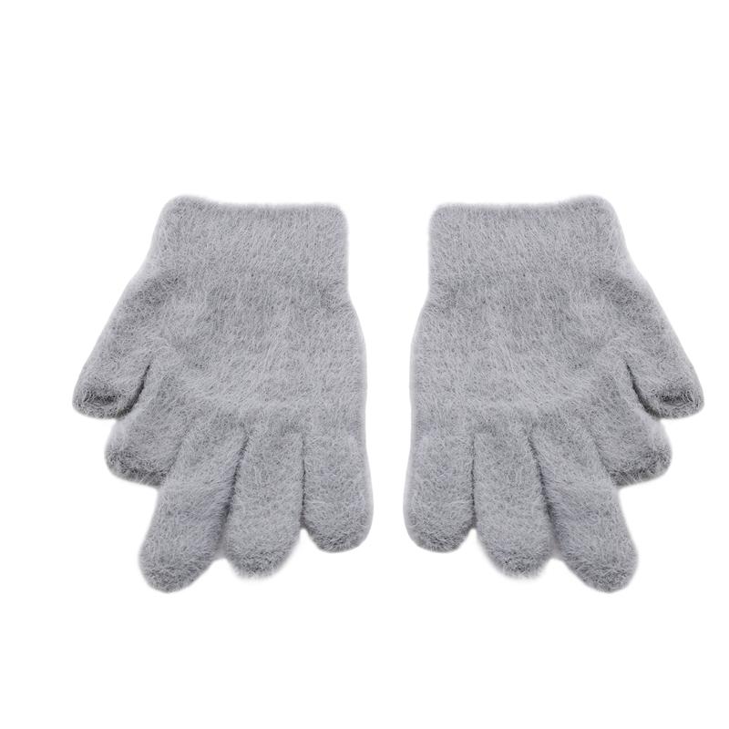 

Модные теплые росы двумя пальцами, пишущие студенческие перчатки, мягкие толстые холодные перчатки серый